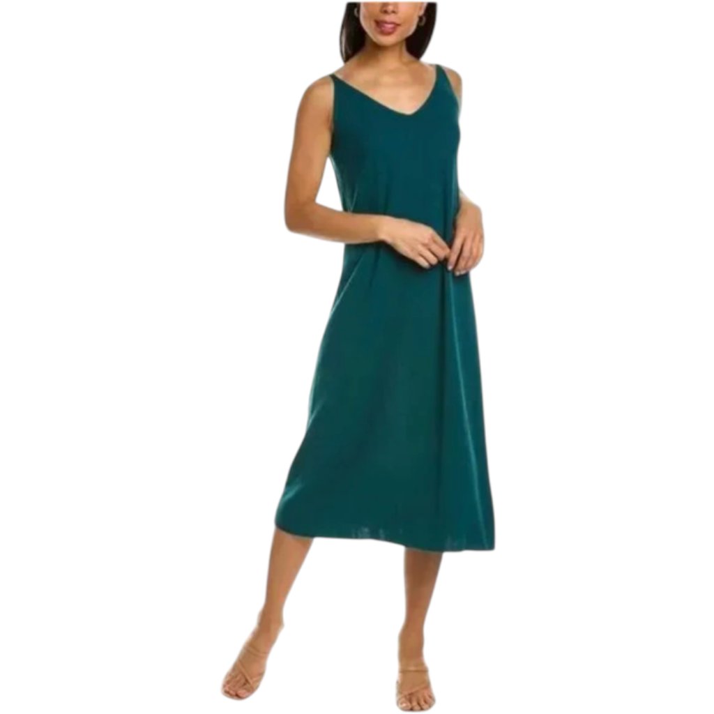 Lafayette 148 New York Cotton Crepe Midi Sweater Dress Womens Xs Teal Green Knit